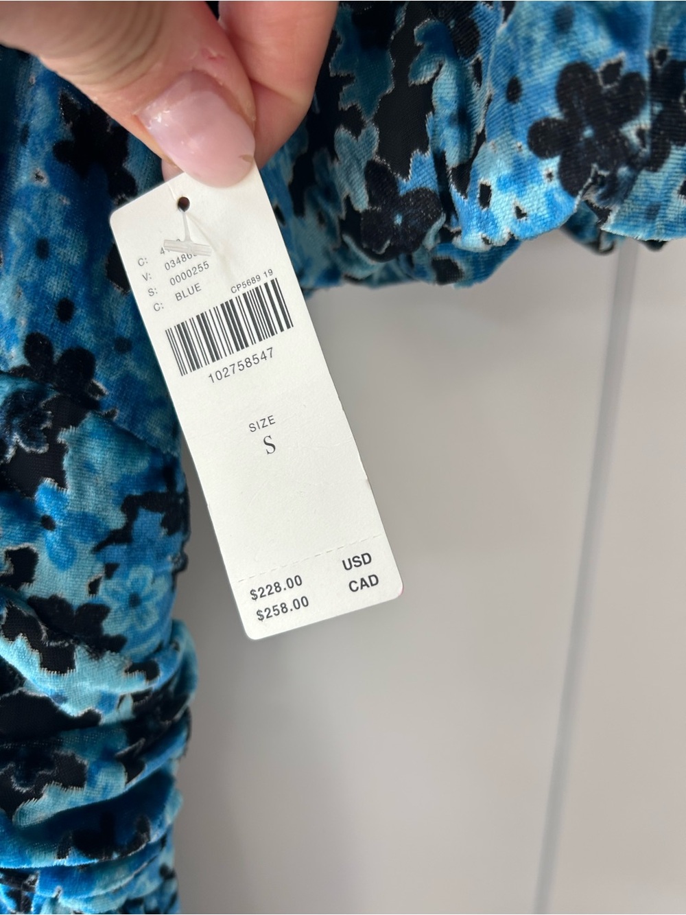 NWT Anthropologie Katerina Blue/Black Floral Velvet V-Neck Maxi Dress Size Small - Picture 7 of 13